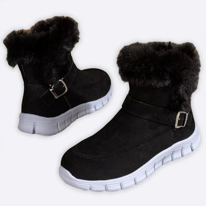 Furry Trim Buckle Boots