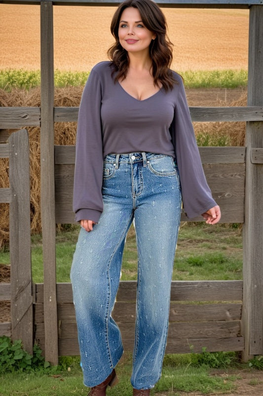 Evening Mist Distressed Jeans