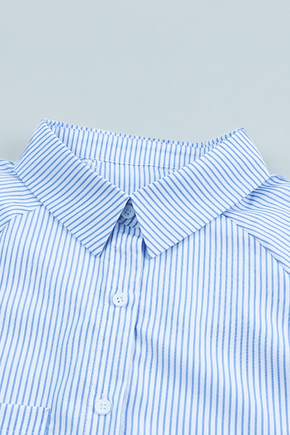 Stripe Shirred Cuff Shirt