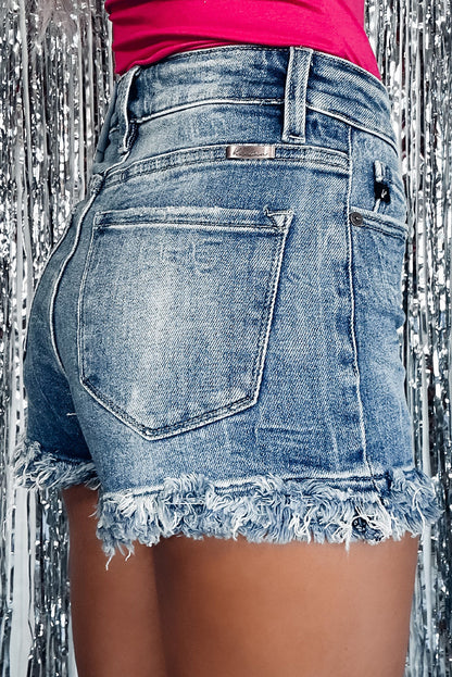 Liza Raw Hem High Waist Skinny Denim Shorts