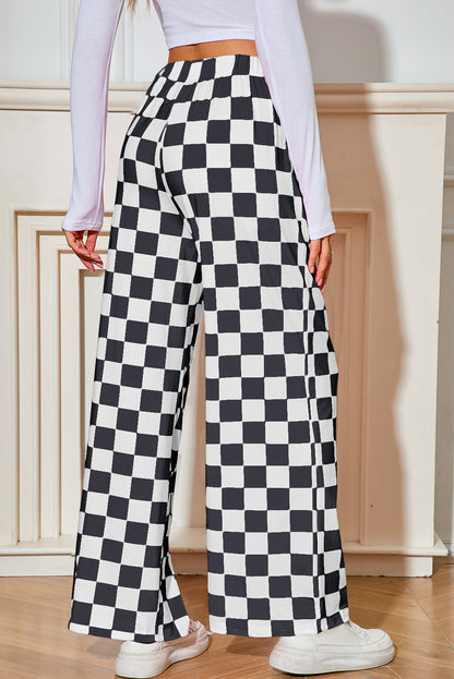 Black and white checkered pants. 