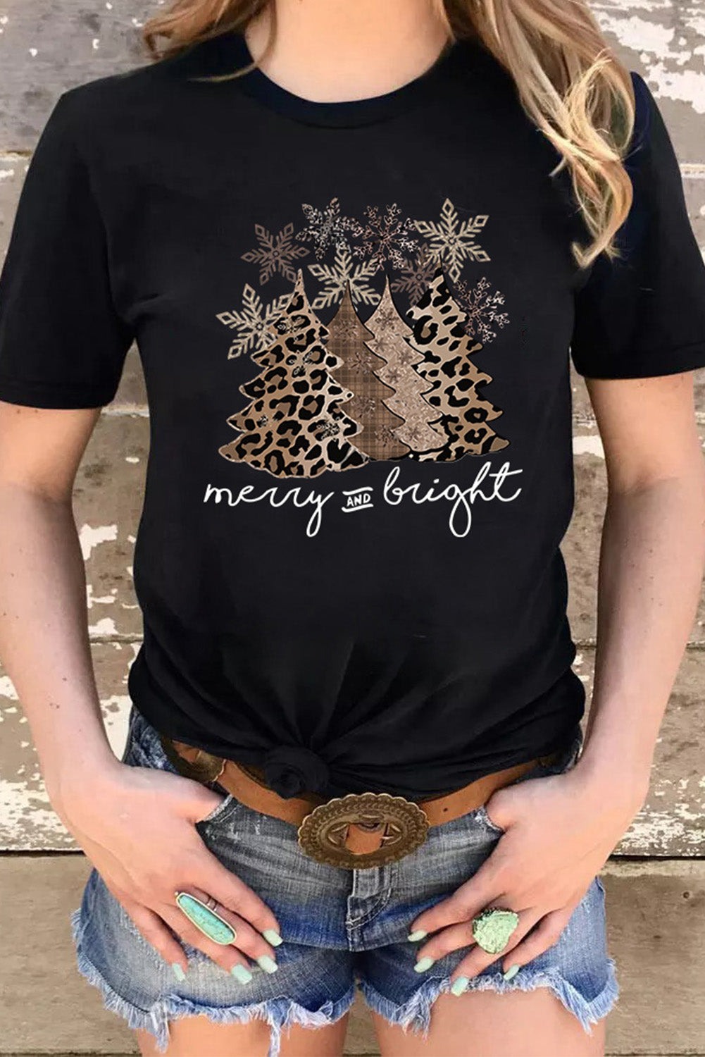 Black Leopard Christmas Tree T Shirt