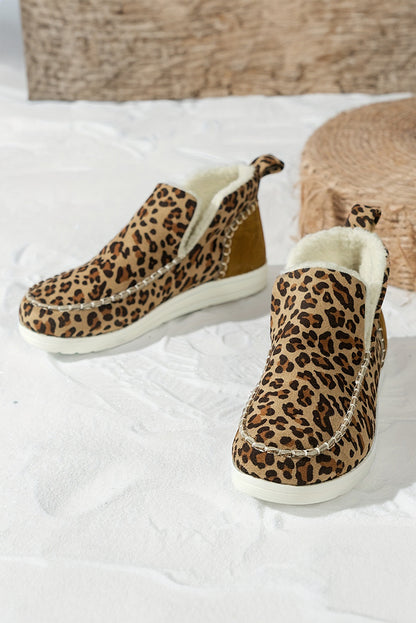 Leopard Print Fleece Lined Winter Snow Boots