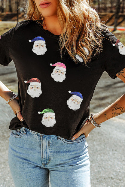 Christmas Santa Sequined T Shirt
