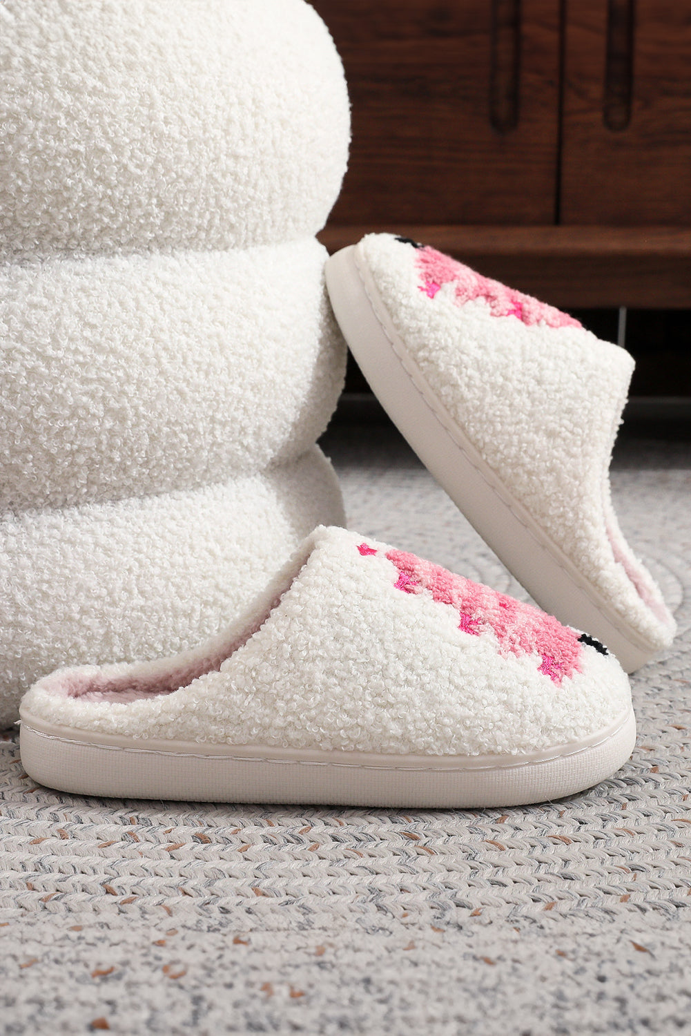White Christmas Tree Plush Slippers