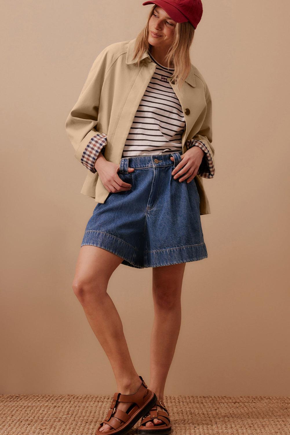 Plaid Lined Collar Trench