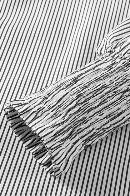 Black Striped Casual Blouse