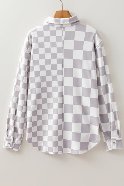 Checkerboard Button Up Shacket