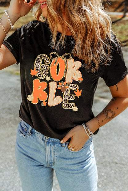 GOBBLE Leopard Turkey Bow T Shirt