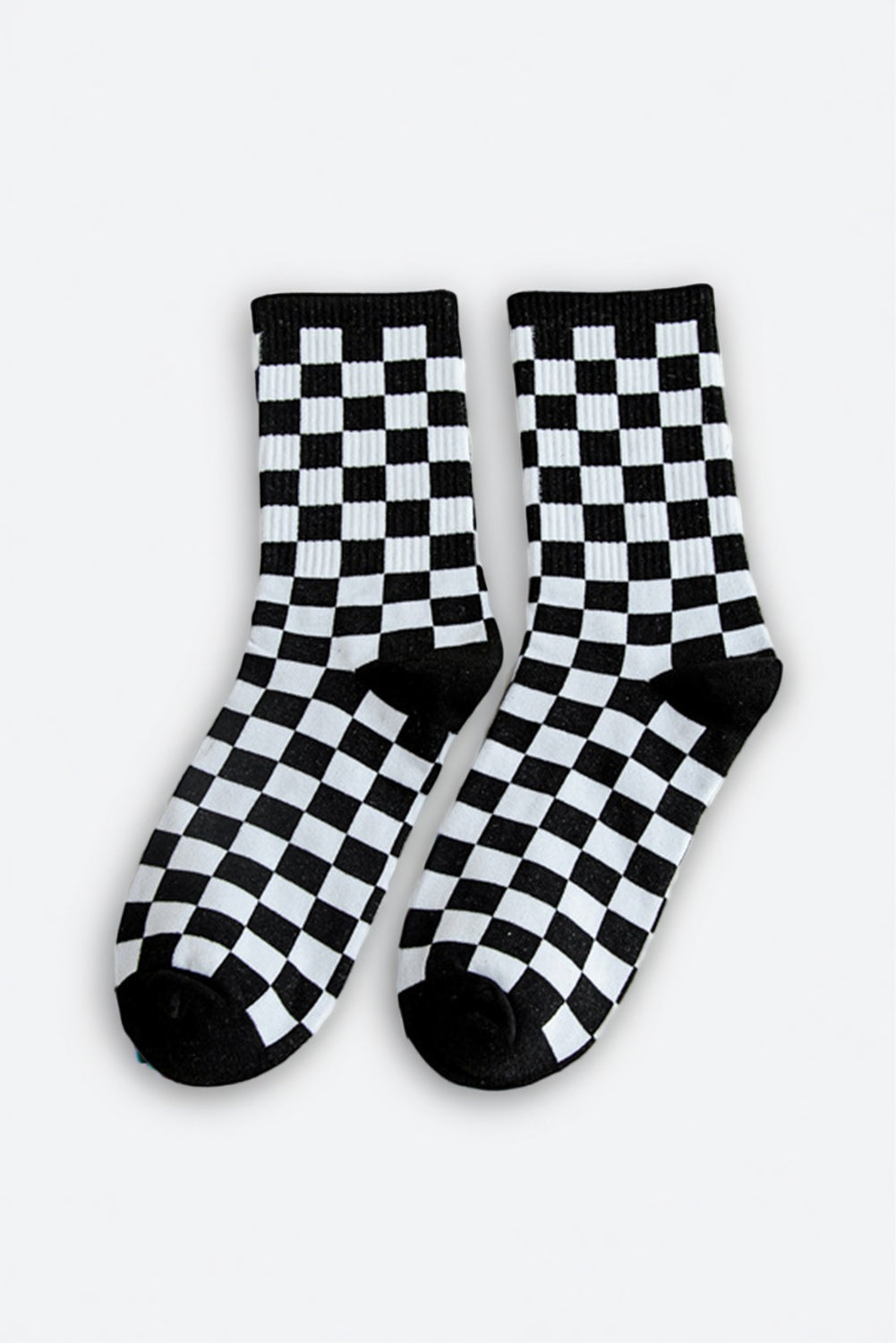 Pair of black and white checkered socks