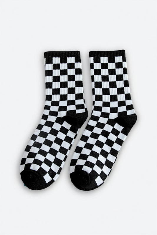 Pair of black and white checkered socks
