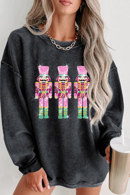 Bring the bling to Christmas while be warm and cozy with this sequined Christmas Nutcracker sweatshirt.