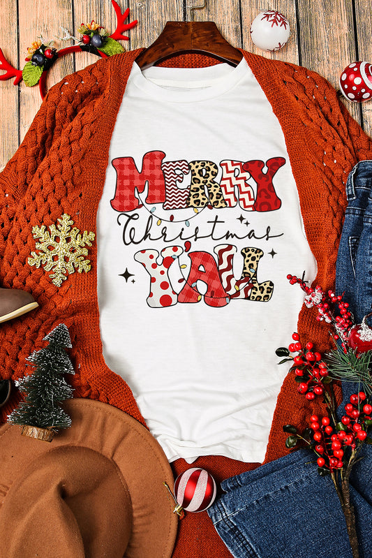 Cute Merry Christmas t shirt with country themed graphics.