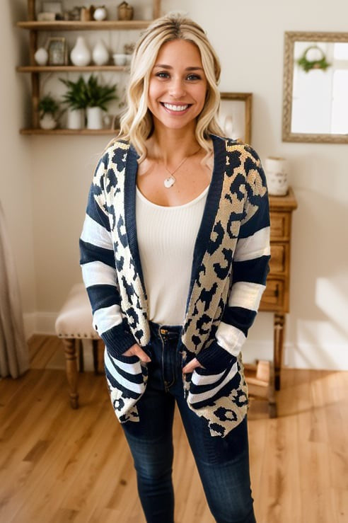 Leopard Stripe Cardigan