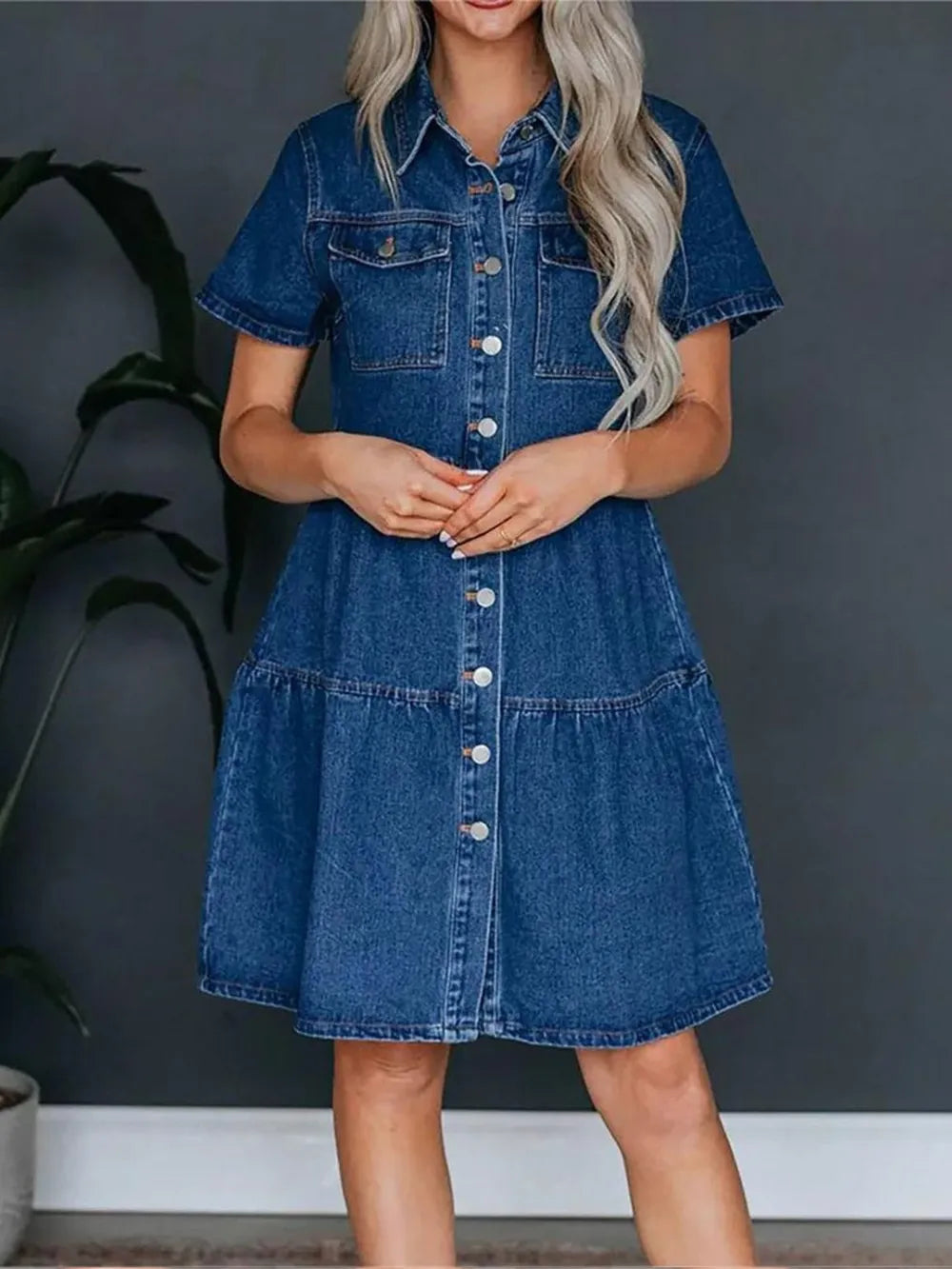 Super cute and flirty denim midi denim dress,