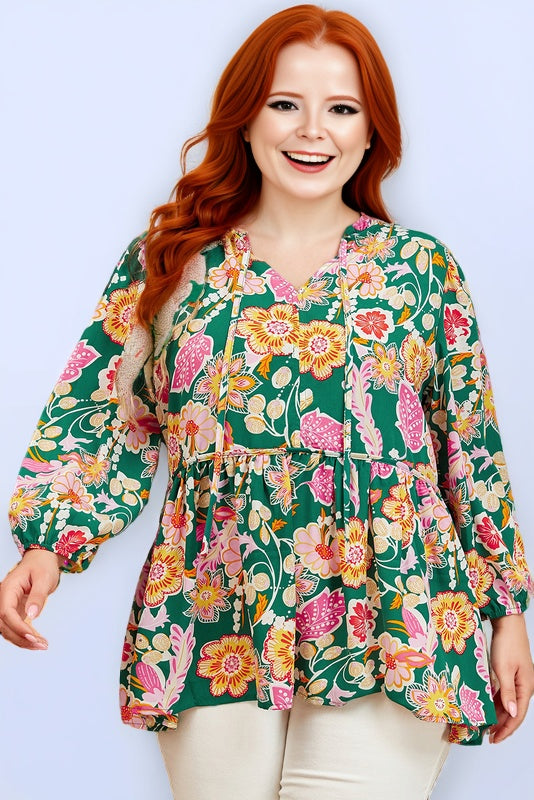 Floral Babydoll long sleeve blouse