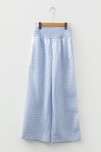 Gingham High Waist Loose Pants