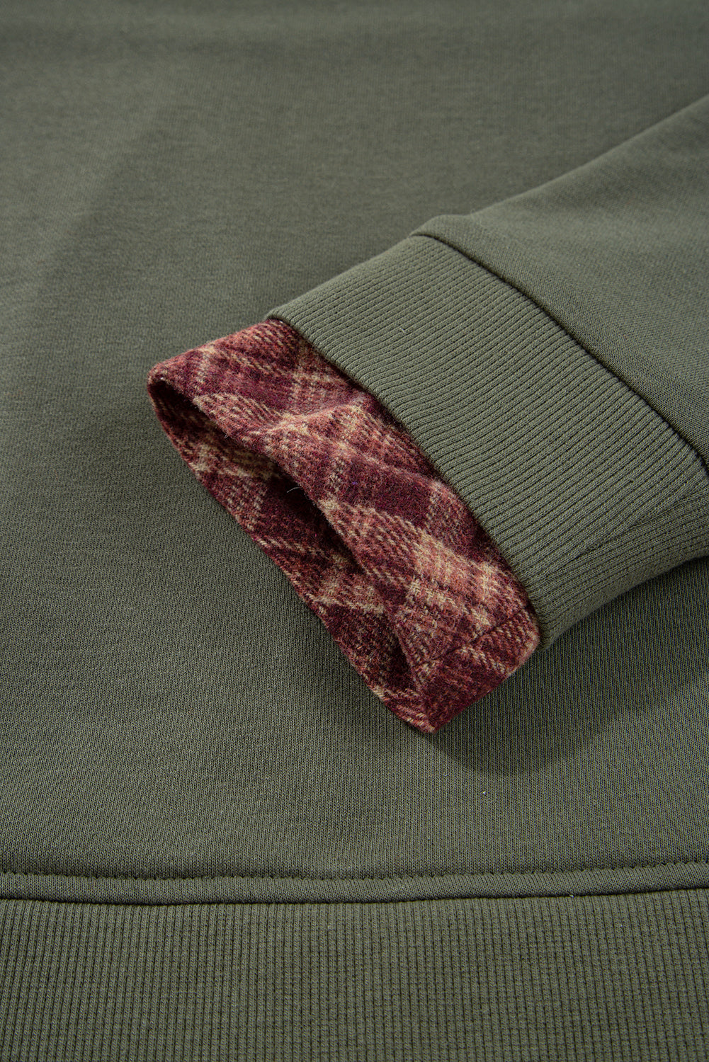 Moss Green Plaid Patchwork Sweatshirt