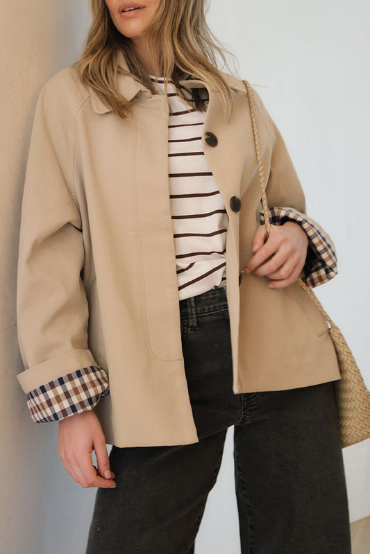 Plaid Lined Collar Trench