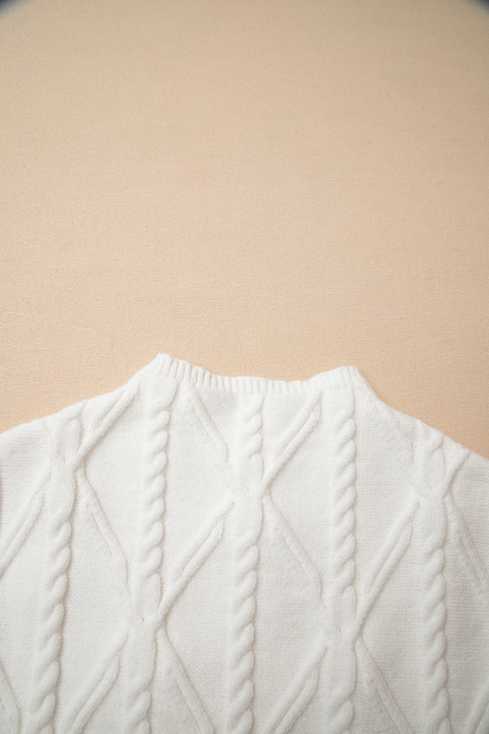 White Pearl High Neck Sleeveless Sweater