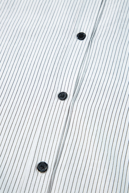 Striped Pocketed Tunic Button Up Shirt