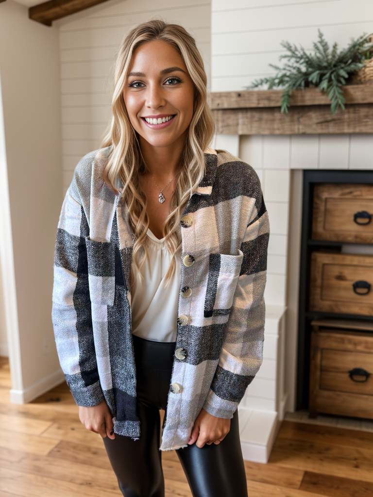 Grey Plaid Shacket