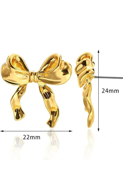 Gold Bow Stud Earrings