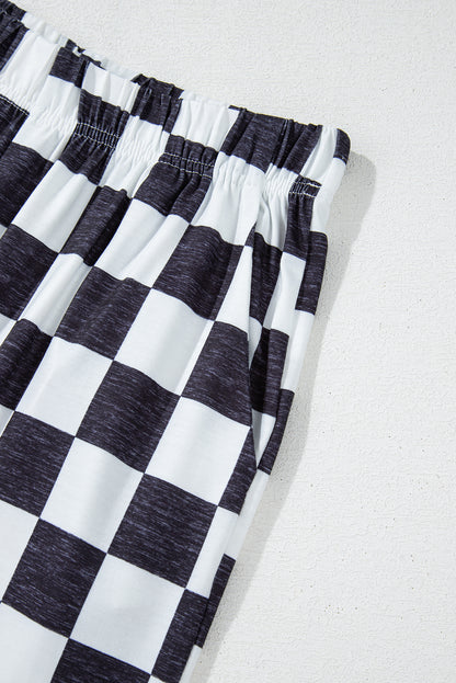 Checkered High Waist Wide Leg Pants