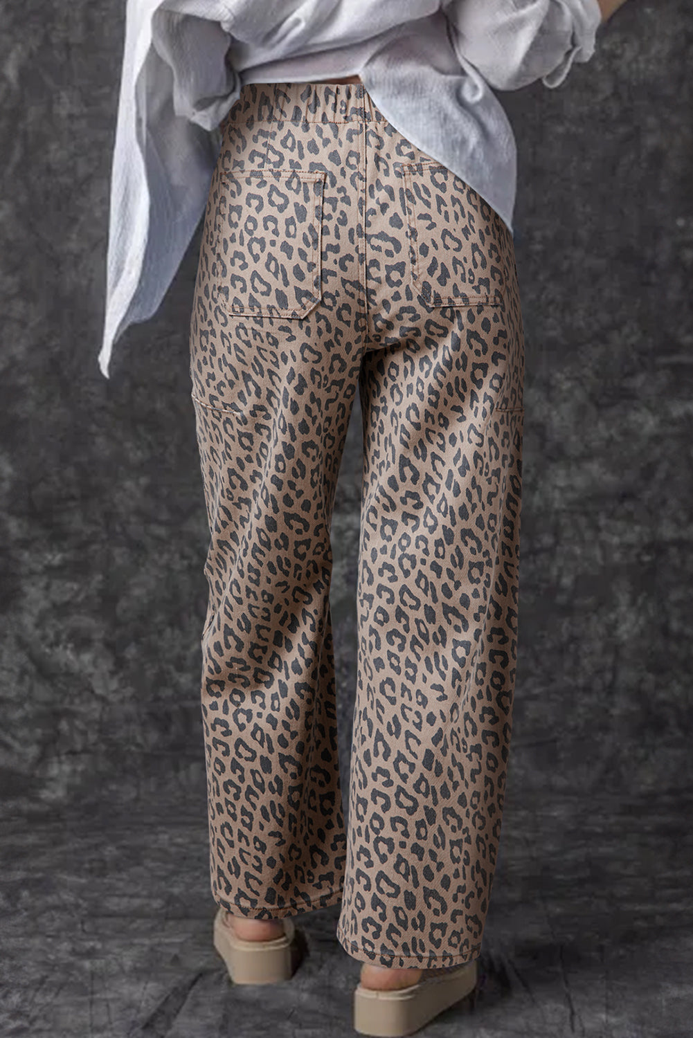 Leopard Print Wide Leg Jeans