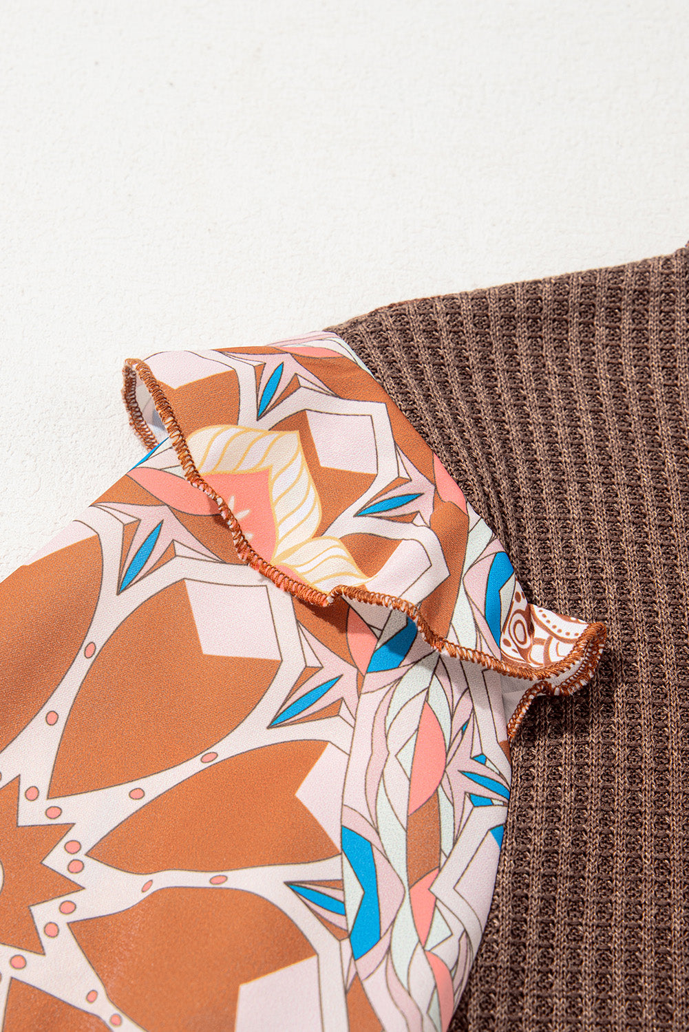 Waffle Floral Sleeve Top