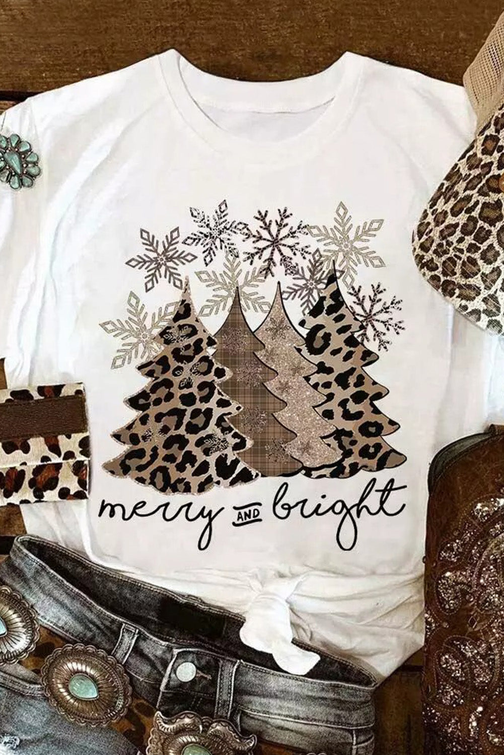 Leopard Christmas Tree Graphic Tee