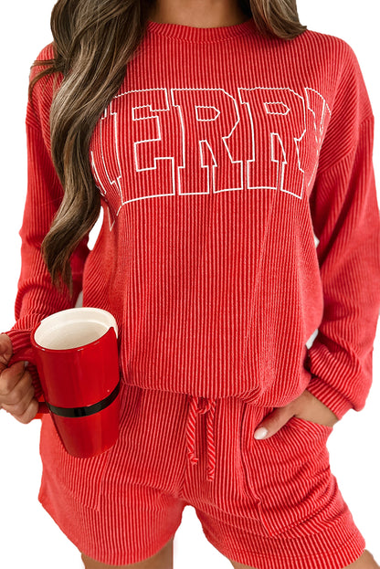 MerryChristmas Corded Pajama Set