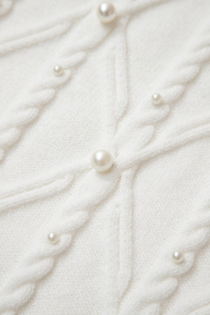 White Pearl High Neck Sleeveless Sweater