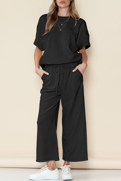 Textured Tee + Pants Set
