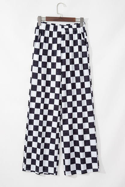 Checkered High Waist Wide Leg Pants