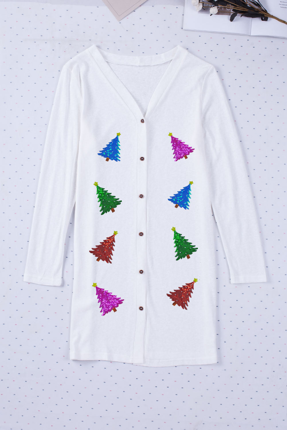 Sequin Christmas Tree Cardigan