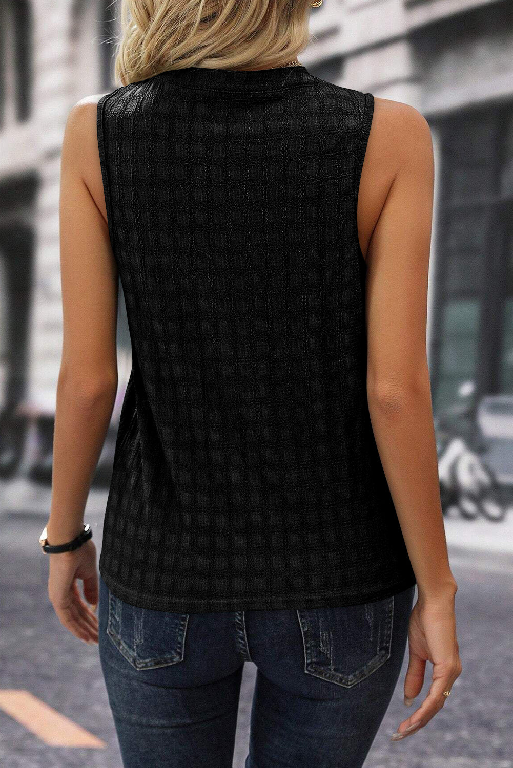 Black V Neck Sleeveless Top