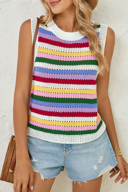 Multicolour Striped Knit Tank Top