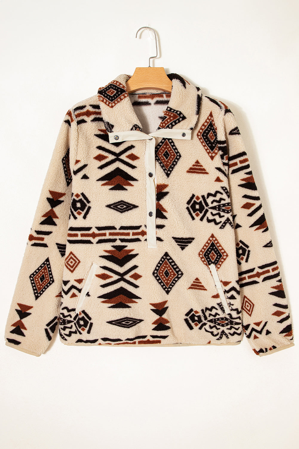 Geometric Half Zip Plush Sweatshirt